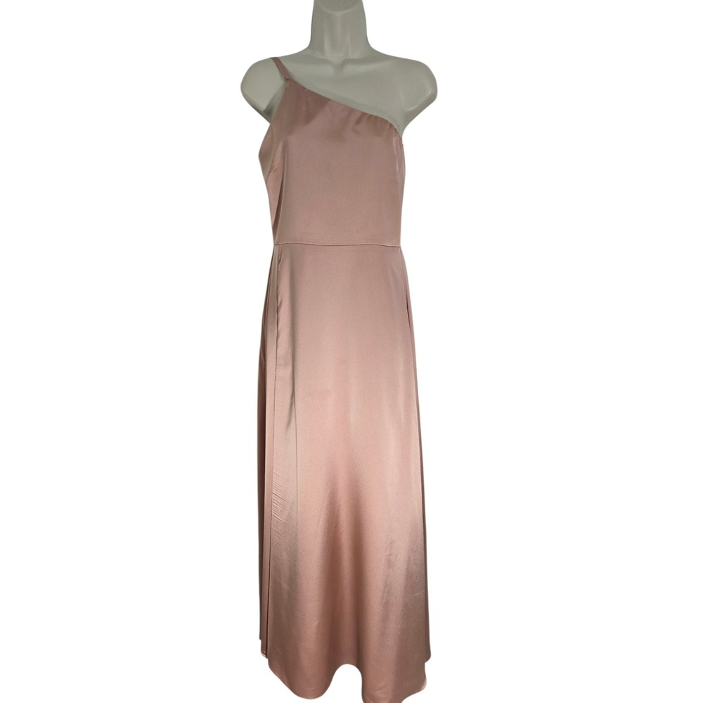 Show Me Your Mumu Rome One Shoulder Satin‎ Maxi Dress Bronze Bridesmaid Gown M